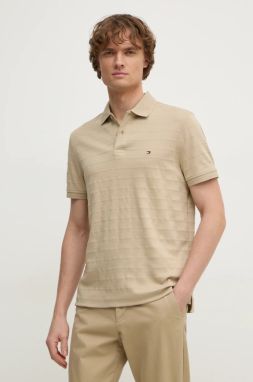 Bavlnené polo tričko Tommy Hilfiger béžová farba, jednofarebné, MW0MW37528