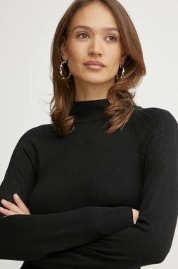 Sveter Morgan MPRETTY dámsky, čierna farba, tenký, s polorolákom, MPRETTY
