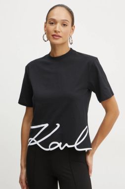 Bavlnené tričko Karl Lagerfeld dámske, čierna farba, A1W17013