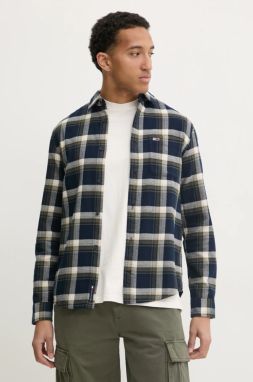 Košeľa Tommy Jeans pánska, tmavomodrá farba, regular, s klasickým golierom, DM0DM20670