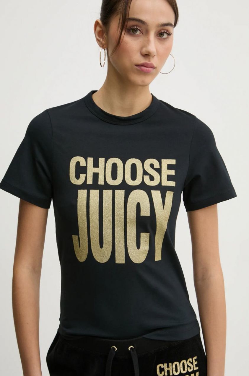Tričko Juicy Couture dámske, čierna farba, JCGCT125012