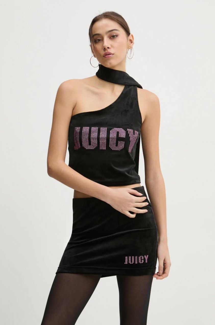 Top Juicy Couture čierna farba, s nášivkou, JCBCT125863