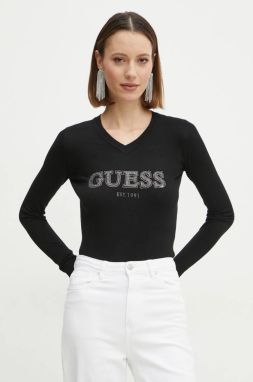 Sveter Guess HOLLY dámsky, čierna farba, tenký, W5RR38 Z2NQ2