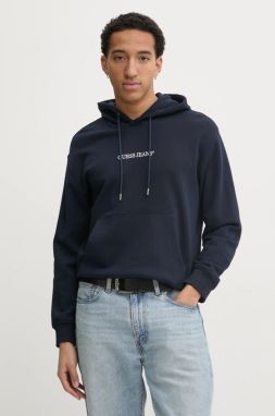 Mikina Guess Jeans pánska, tmavomodrá farba, s kapucňou, s nášivkou, M5RQ38 KCPR1