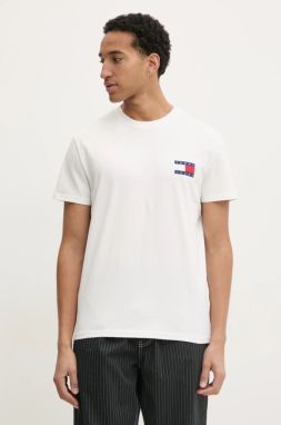 Tričko Tommy Jeans pánske, biela farba, s potlačou, DM0DM20346