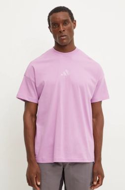 Bavlnené tričko adidas All SZN pánske, fialová farba, jednofarebné, IY4149