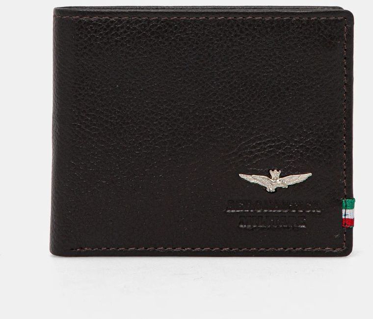 Kožená peňaženka Aeronautica Militare pánska, hnedá farba, AM101