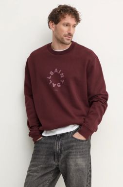 Bavlnená mikina AllSaints TIERRA CREW pánska, zelená farba, s potlačou, M035NB