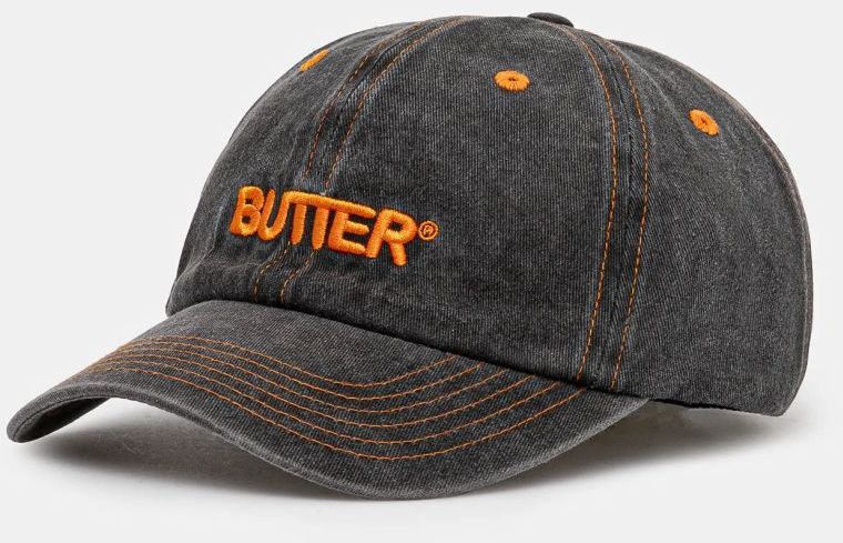 Džínsová šiltovka Butter Goods Rounded Logo 6 Panel Cap čierna farba, s nášivkou, BG243807