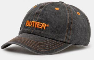 Džínsová šiltovka Butter Goods Rounded Logo 6 Panel Cap čierna farba, s nášivkou, BG243807