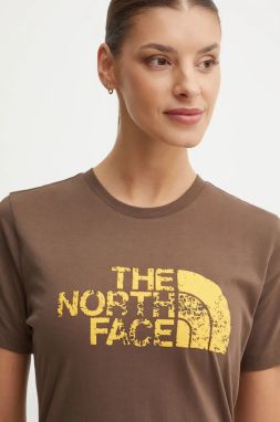 Bavlnené tričko The North Face Tee -Seasonal Logo Pack dámske, hnedá farba, NF0A89CT1OI1