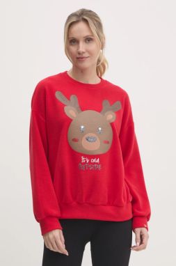 Pyžamová mikina United Colors of Benetton dámska, červená farba, 3DFQ3M06R