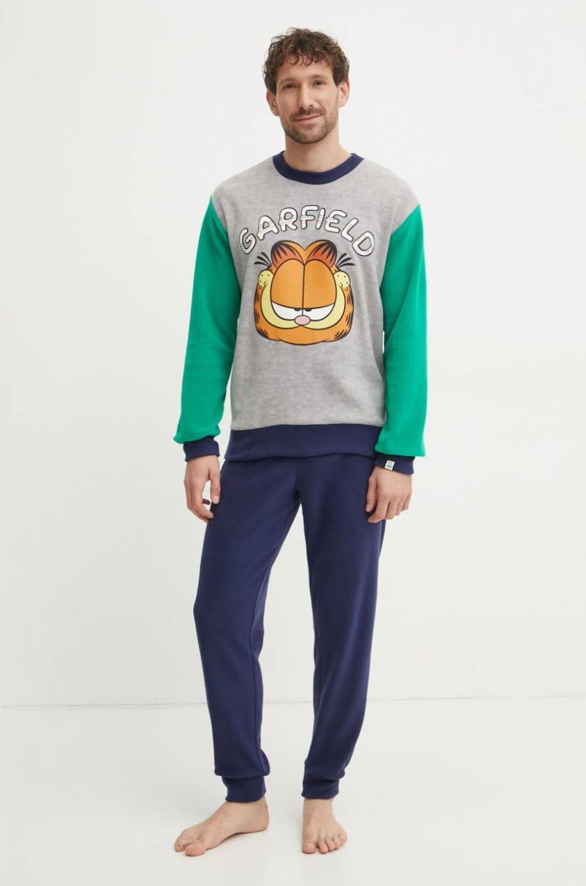 Pyžamo United Colors of Benetton x GARFIELD pánske, šedá farba, vzorované, 3JA44P02K