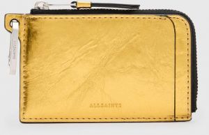 Kožená peňaženka AllSaints REMY WALLET dámska, zlatá farba, W017XZ
