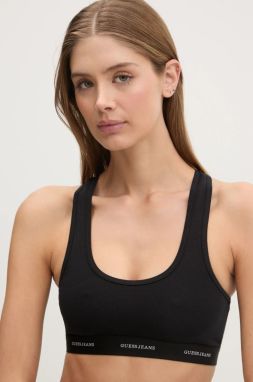 Podprsenka Guess Jeans čierna farba, čipkovaná, jednofarebná, W4BZ31 KBBU1