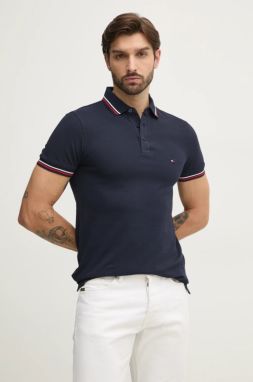 Polo tričko Tommy Hilfiger pánske, tmavomodrá farba, jednofarebné, MW0MW37346