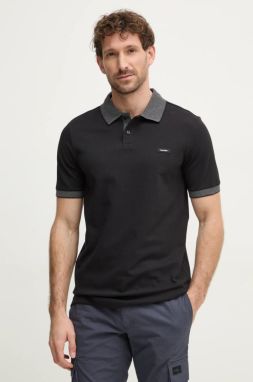 Polo tričko Calvin Klein pánske, čierna farba, jednofarebné, K10K113832
