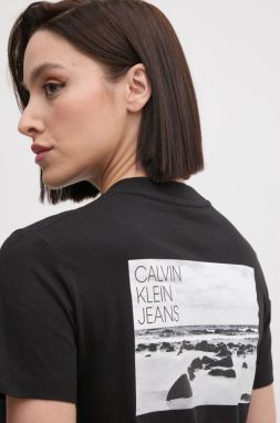 Bavlnené tričko Calvin Klein Jeans dámske, čierna farba, J20J224986
