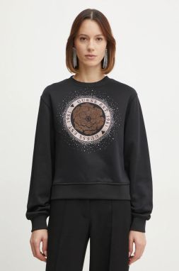 Mikina Guess dámska, čierna farba, s nášivkou, W5RQ05 K7EX1