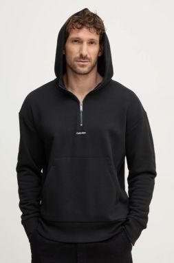 Mikina Calvin Klein pánska, čierna farba, s kapucňou, jednofarebná, K10K113762