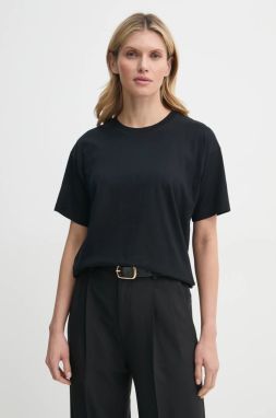 Bavlnené tričko Filippa K dámske, čierna farba, 31287