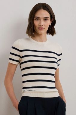Tričko Lauren Ralph Lauren dámske, béžová farba, 200961688