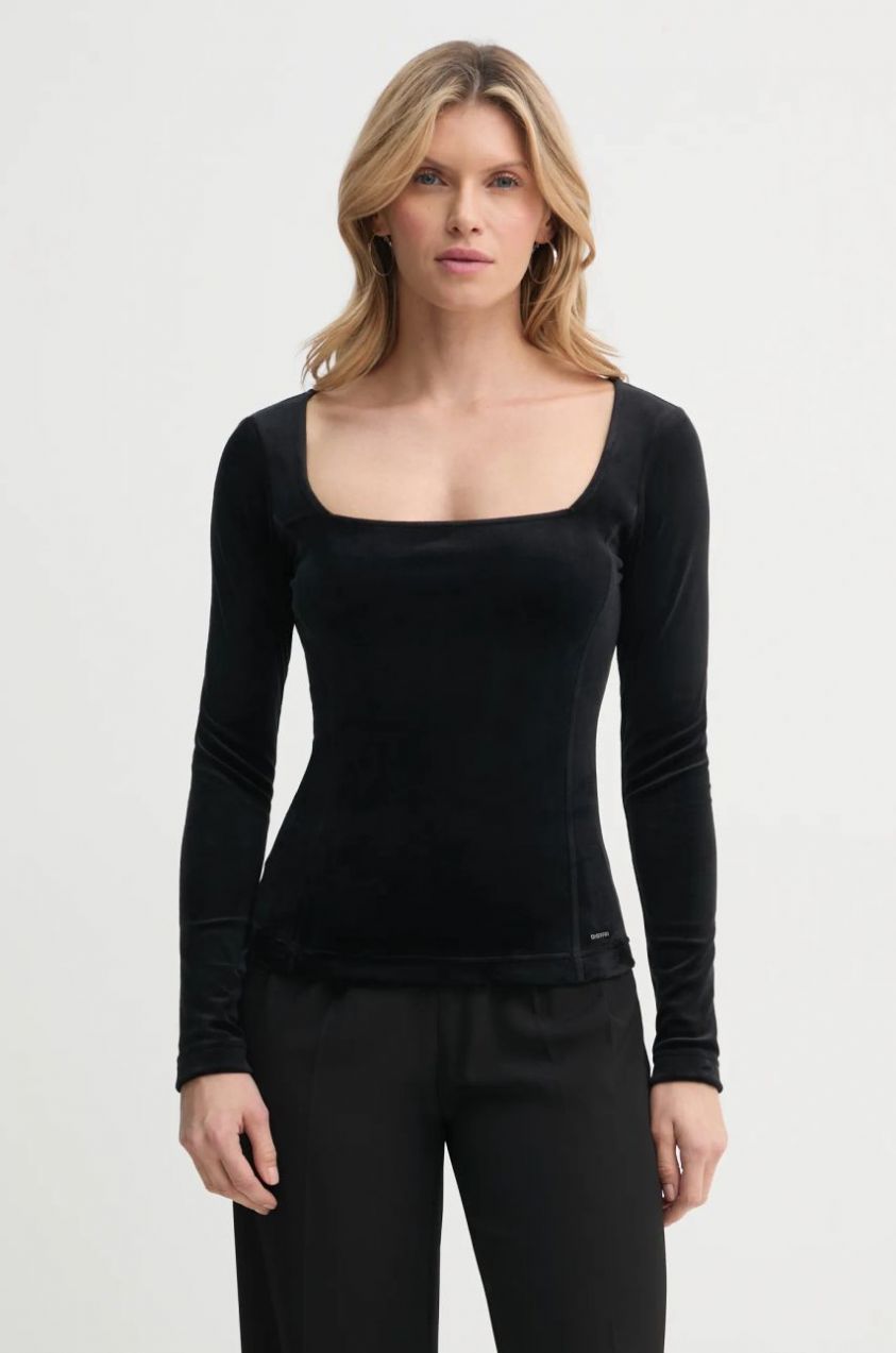 Zamatová blúzka G-Star Raw čierna farba, jednofarebná, D25063-D422