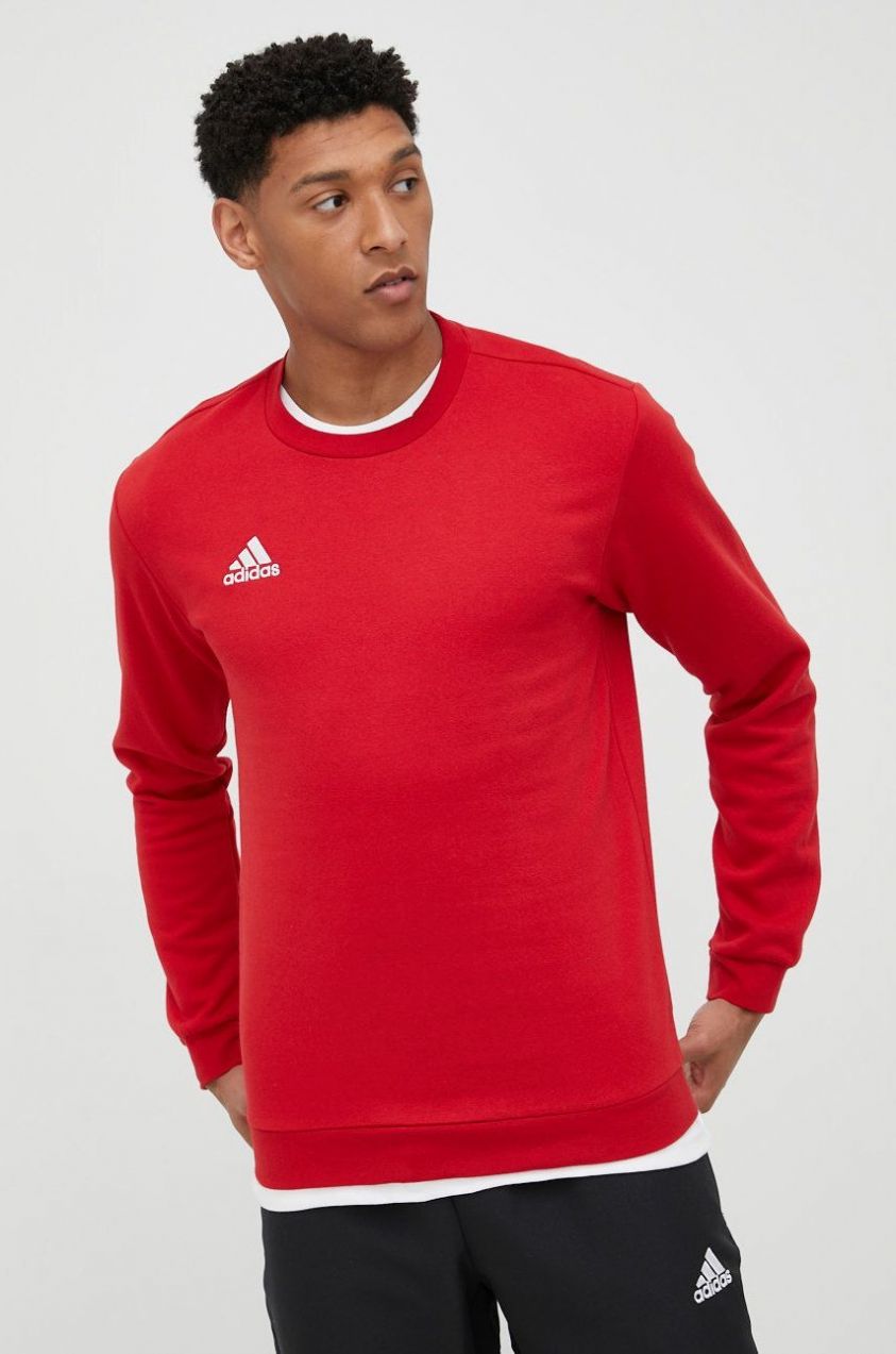 Mikina adidas Performance Entrada 22 pánska, červená farba, s nášivkou,  HB0577