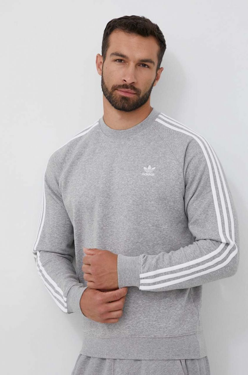 Mikina adidas Originals 3-Stripes pánska, šedá farba, melanžová, IM4514