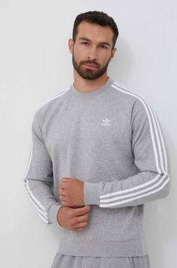 Mikina adidas Originals 3-Stripes pánska, šedá farba, melanžová, IM4514