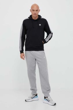 Mikina adidas Originals 3-Stripes pánska, čierna farba, s kapucňou, s nášivkou, IM2088