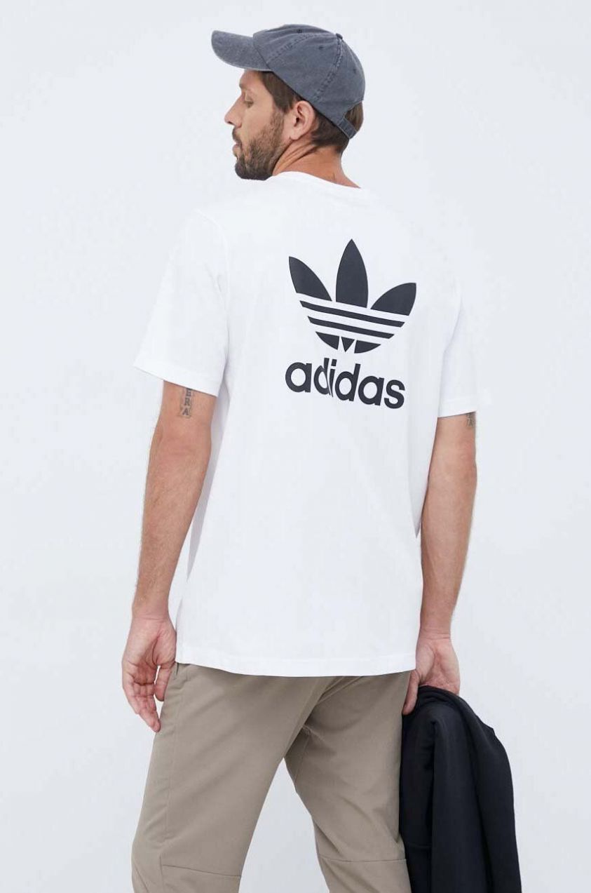 Bavlnené tričko adidas Originals Classics Back+Front Trefoil biela farba, s potlačou, IM4513
