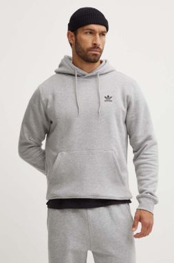 Mikina adidas Originals Essential pánska, šedá farba, s kapucňou, melanžová, IY4920