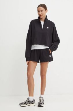 Bavlnená mikina adidas Originals  Essential dámska, čierna farba, jednofarebná, IW5726