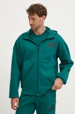Mikina adidas  Z.N.E. pánska, zelená farba, s kapucňou, s potlačou, JF6539