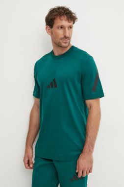 Bavlnené tričko adidas  Z.N.E. pánske, zelená farba, s potlačou, JF6544
