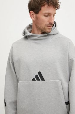 Mikina adidas  Z.N.E. pánska, šedá farba, s kapucňou, s nášivkou, JE3070