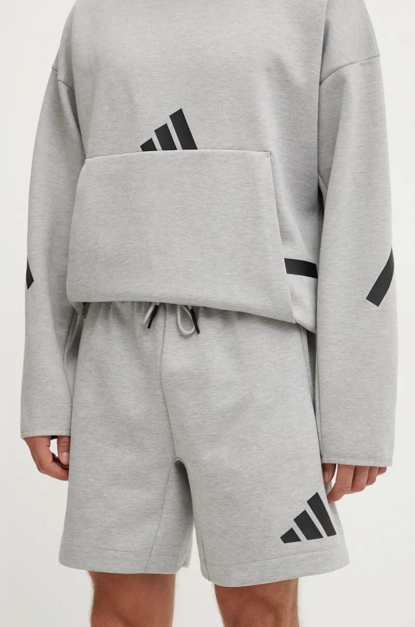 Šortky adidas  Z.N.E. pánske, šedá farba, melanžové, JJ4892