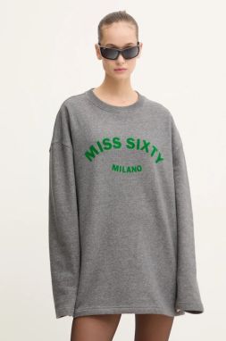 Bavlnená mikina Miss Sixty  6L4TJ1740000 dámska, šedá farba, s potlačou, 6L4TJ1740000