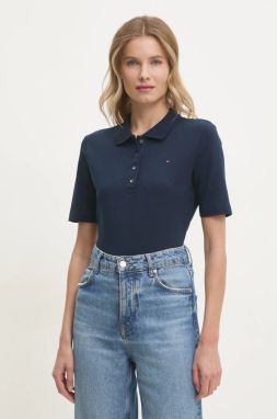 Polo tričko Tommy Hilfiger dámske, tmavomodrá farba, WW0WW43224