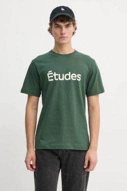 Bavlnené tričko Études Studio pánske, zelená farba, s potlačou, H24MMTSH103