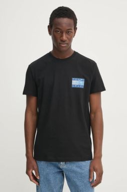 Bavlnené tričko Tommy Jeans pánske, čierna farba, s potlačou, DM0DM21108