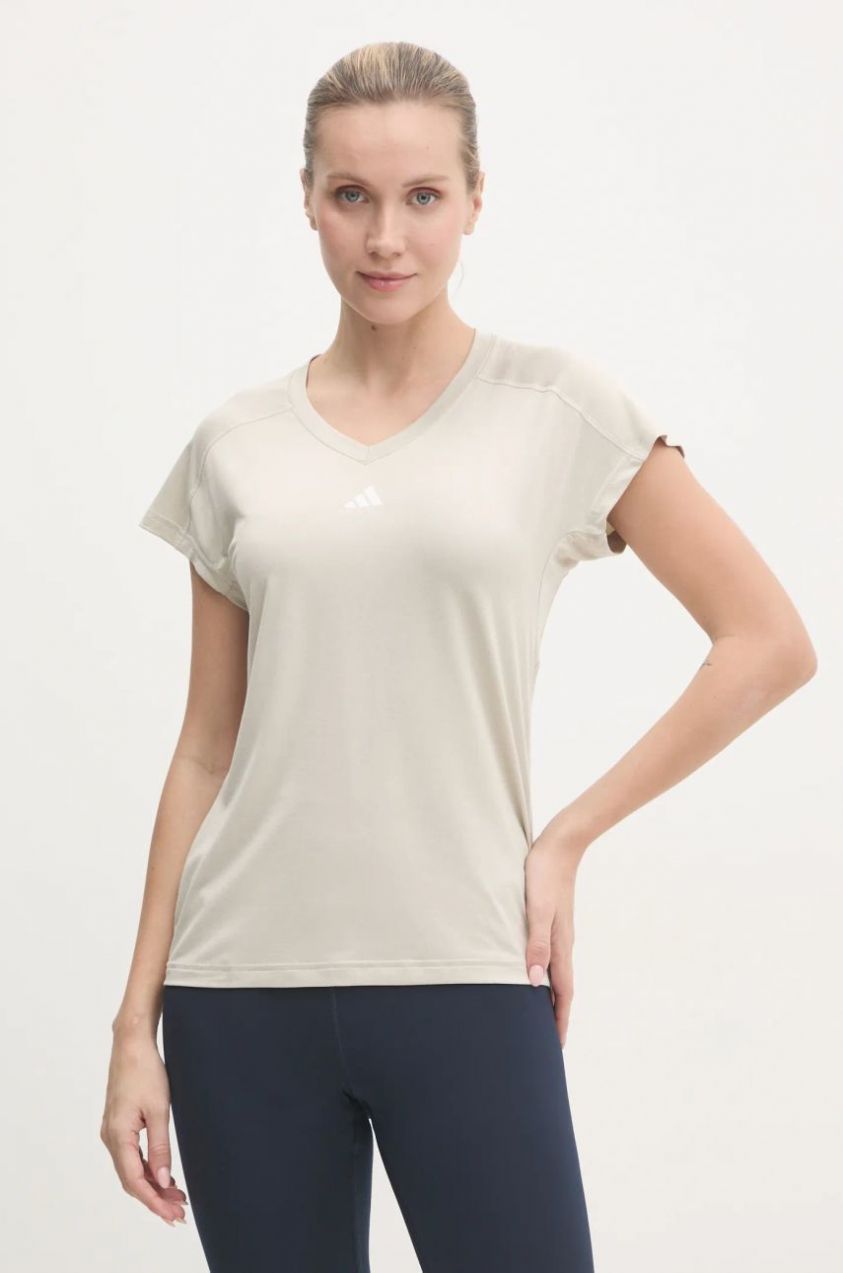 Tréningové tričko adidas Performance Aeroready béžová farba, JC9563