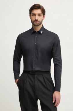 Košeľa Karl Lagerfeld pánska, čierna farba, regular, s klasickým golierom, 551600.605991