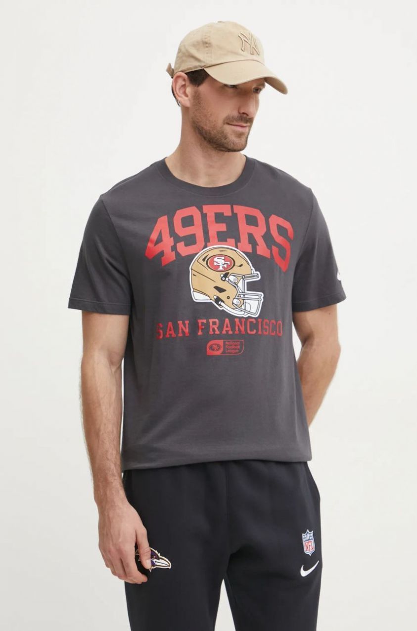 Bavlnené tričko Nike San Francisco 49ers pánske, šedá farba, s potlačou, N199-06F-73-5F1