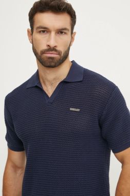 Bavlnené polo tričko Karl Lagerfeld tmavomodrá farba, jednofarebné, A1M46068