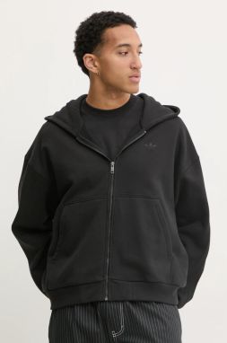 Bavlnená mikina adidas Originals Essential pánska, čierna farba, s kapucňou, jednofarebná, JC9579