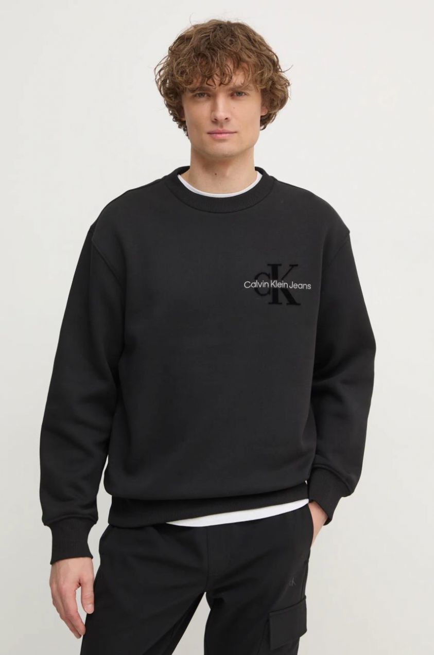 Mikina Calvin Klein Jeans pánska, čierna farba, s nášivkou, J30J327105
