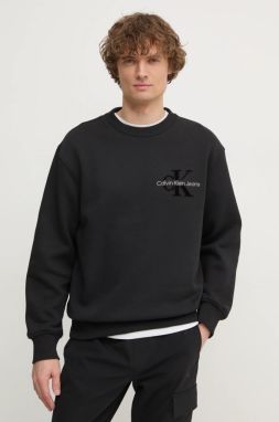 Mikina Calvin Klein Jeans pánska, čierna farba, s nášivkou, J30J327105