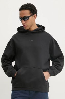 Bavlnená mikina adidas Originals Essential pánska, čierna farba, s kapucňou, jednofarebná, JC9572